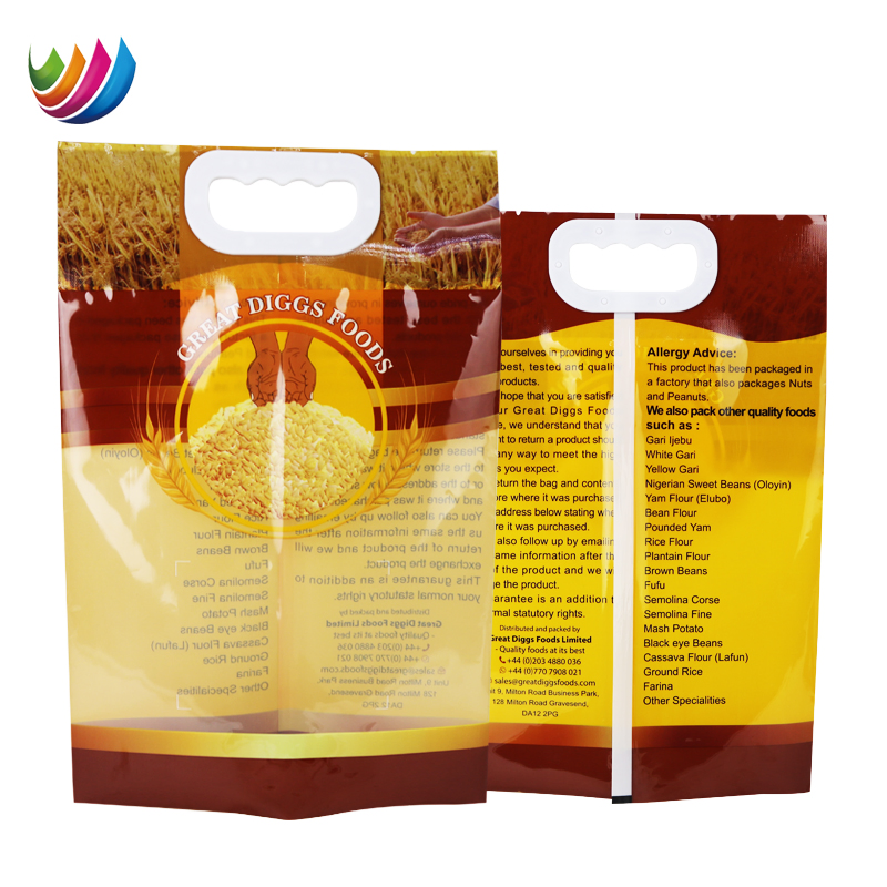 Diferentes Tipos de Embalagem Saco Vazio Pouch com Lateral Plástico 5kg Basmati 20kg Impressão 5 Kg Embalagem 1kg 2kg Saco de Arroz com Alça