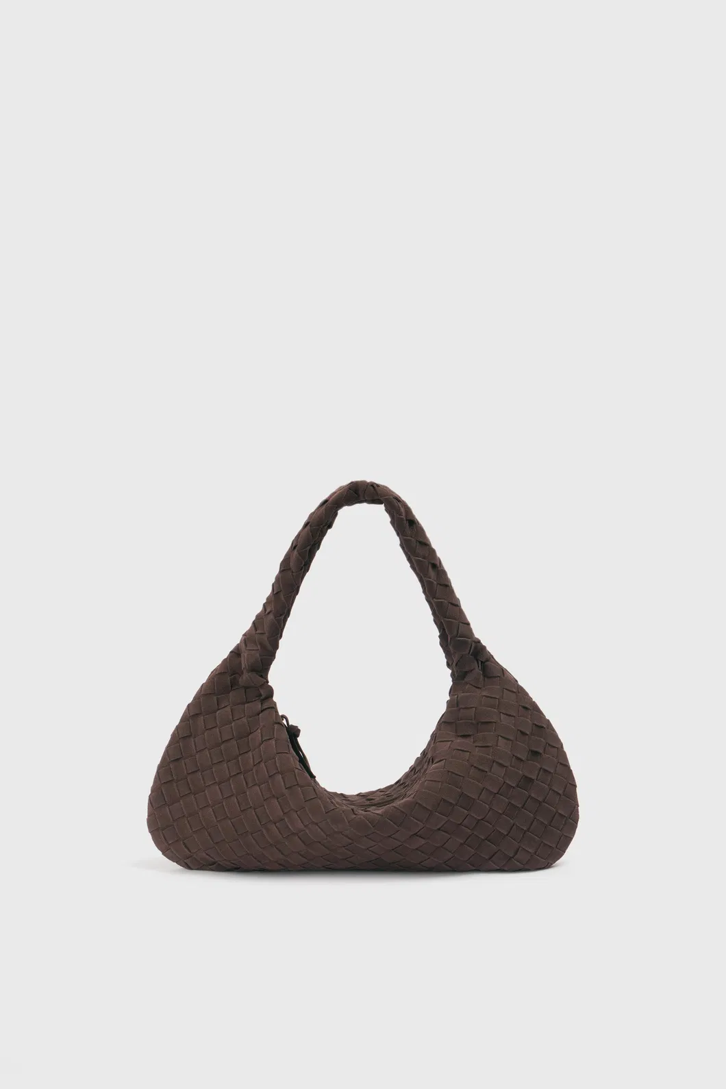Mala Hobo de Couro Trançado com Camurça