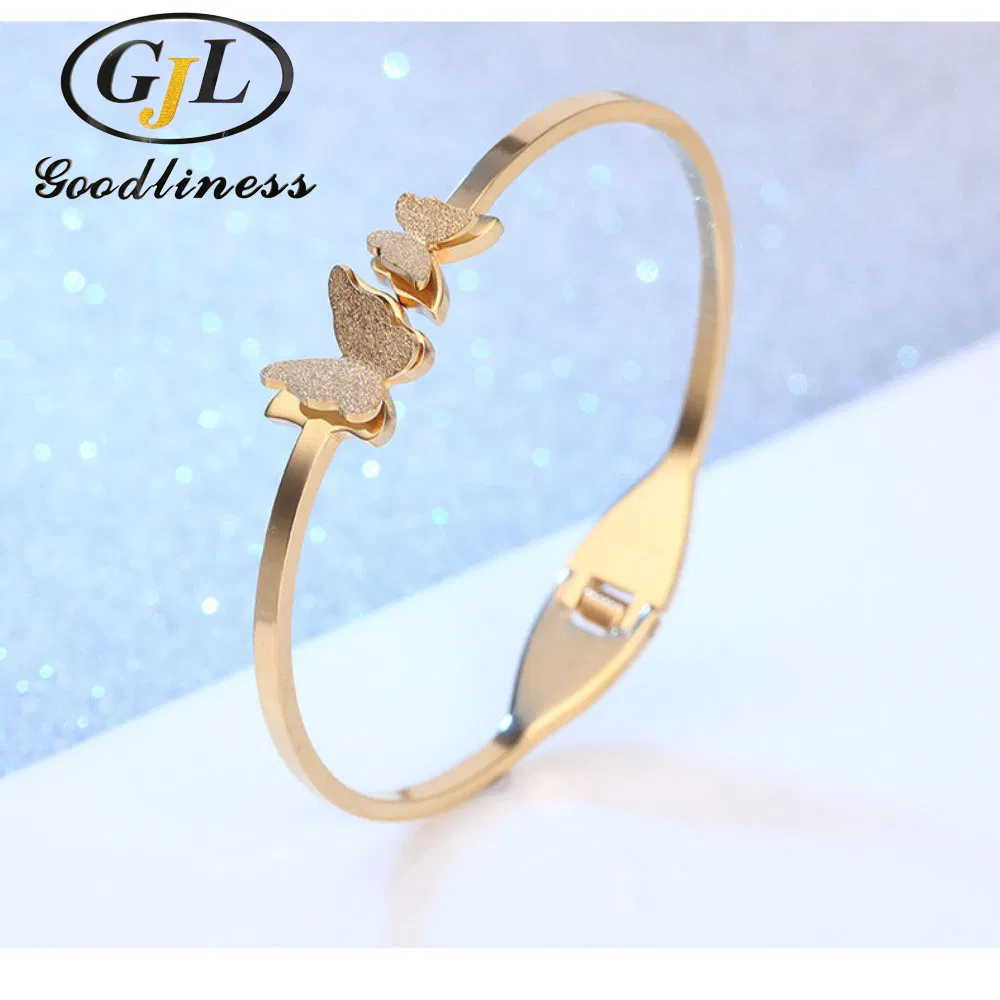 Pulseira de Borboleta em Aço Inoxidável para Mulheres