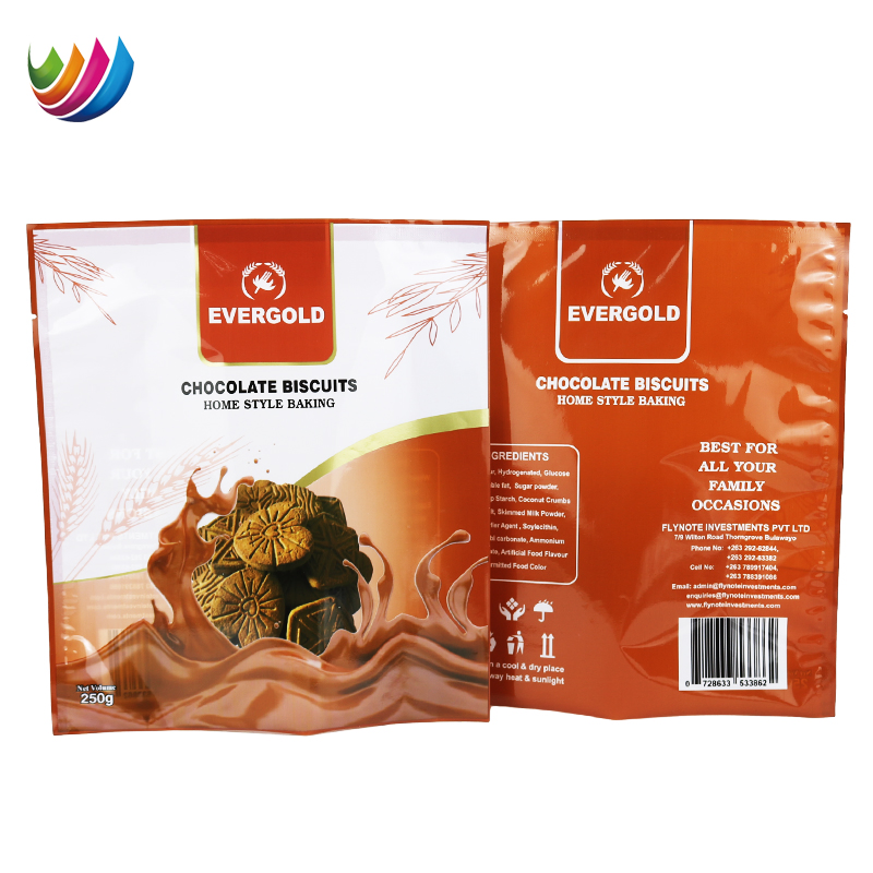 Saco de embalagem de biscoito de chocolate selado a quente para alimentos de grau BOPP para petiscos de nozes