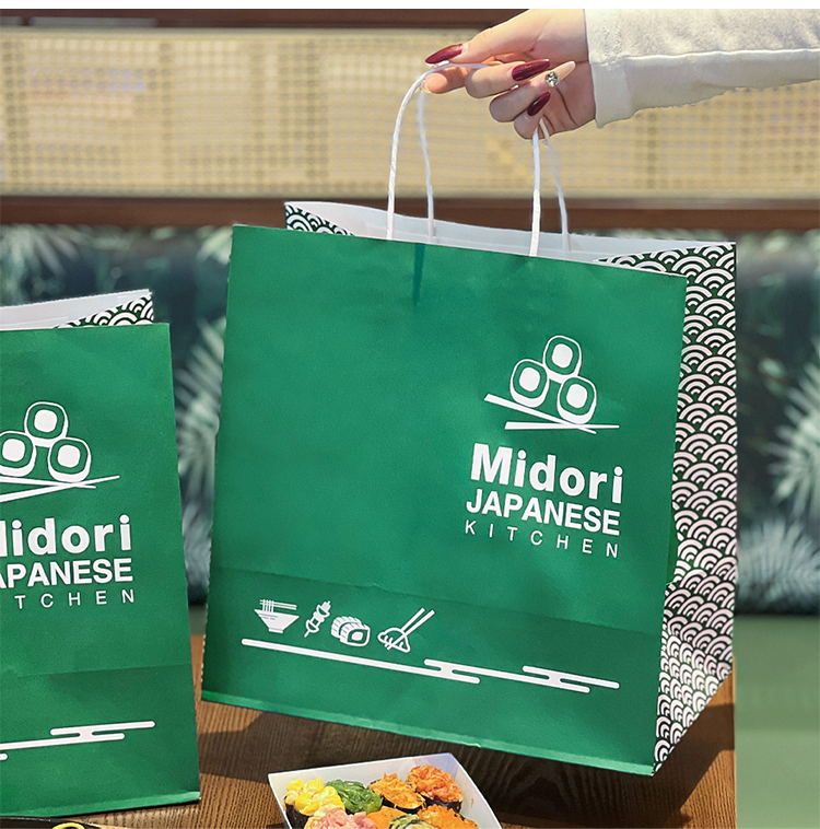 Saco de papel kraft descartável impresso com logotipo para restaurante, embalagem para takeout de massa e salada