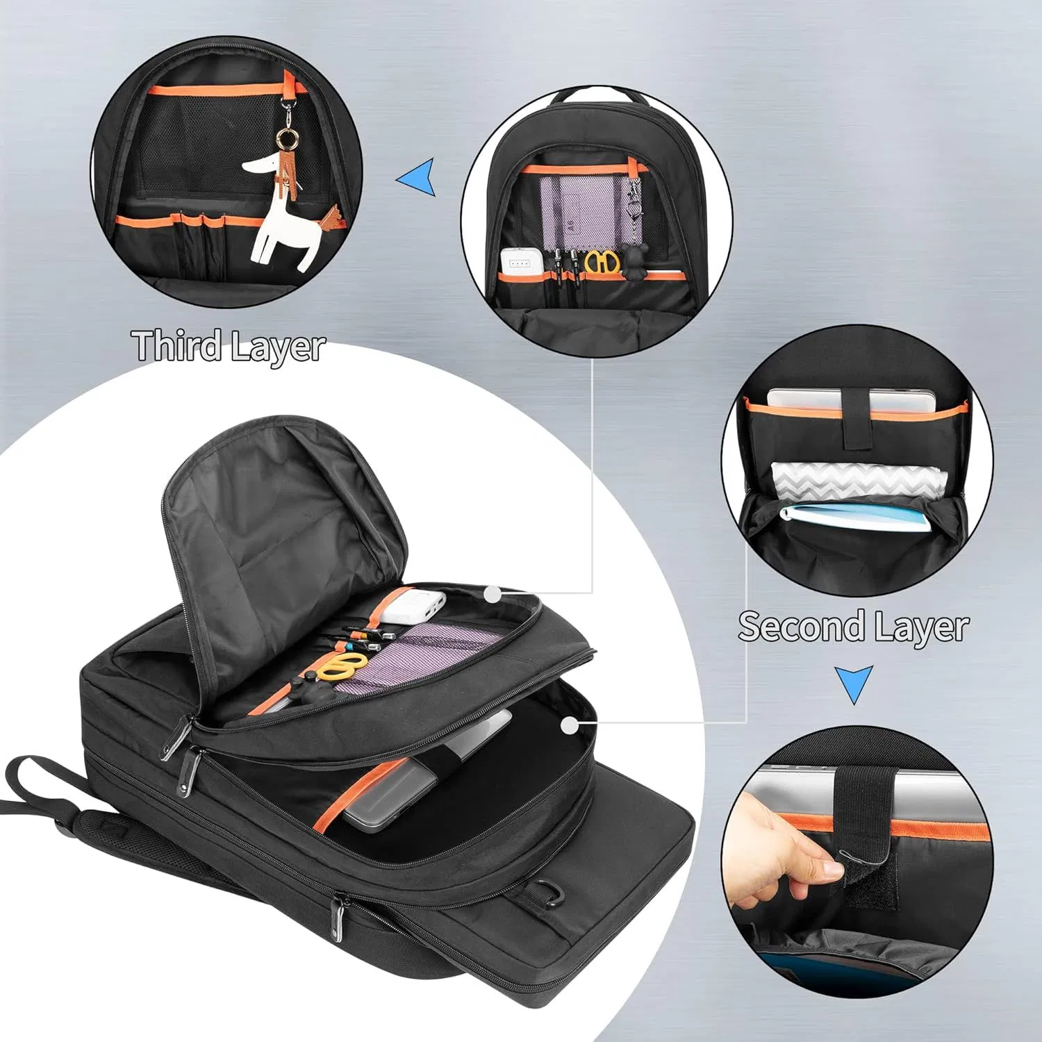 Mochila de Chef de Três Camadas com Bolsa para Facas Mochila Profissional para Chef com 12 + 23 Compartimentos Múltiplos Bolsos Estojo para Transporte de Facas de Chef Rolos para Cozinha