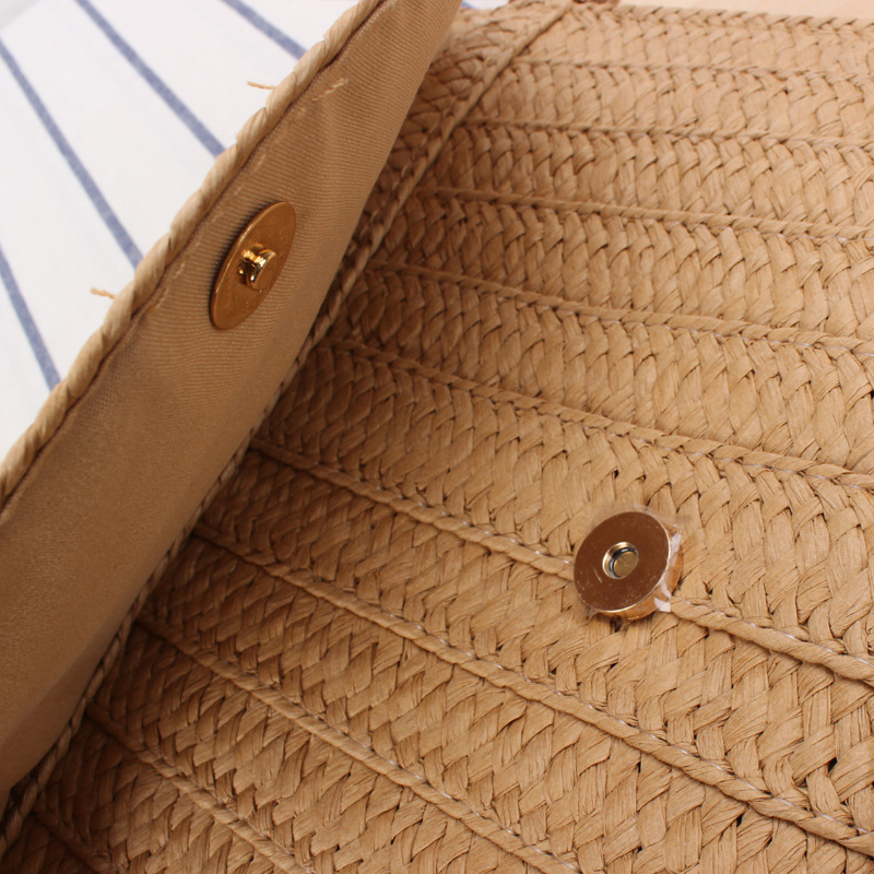 2024 Bolsas de Praia Ecológicas de Palha Clutch Envelope Bolsa de Ombro Feminina Venda Quente Palha de Papel Trançada Casual de Verão Portátil