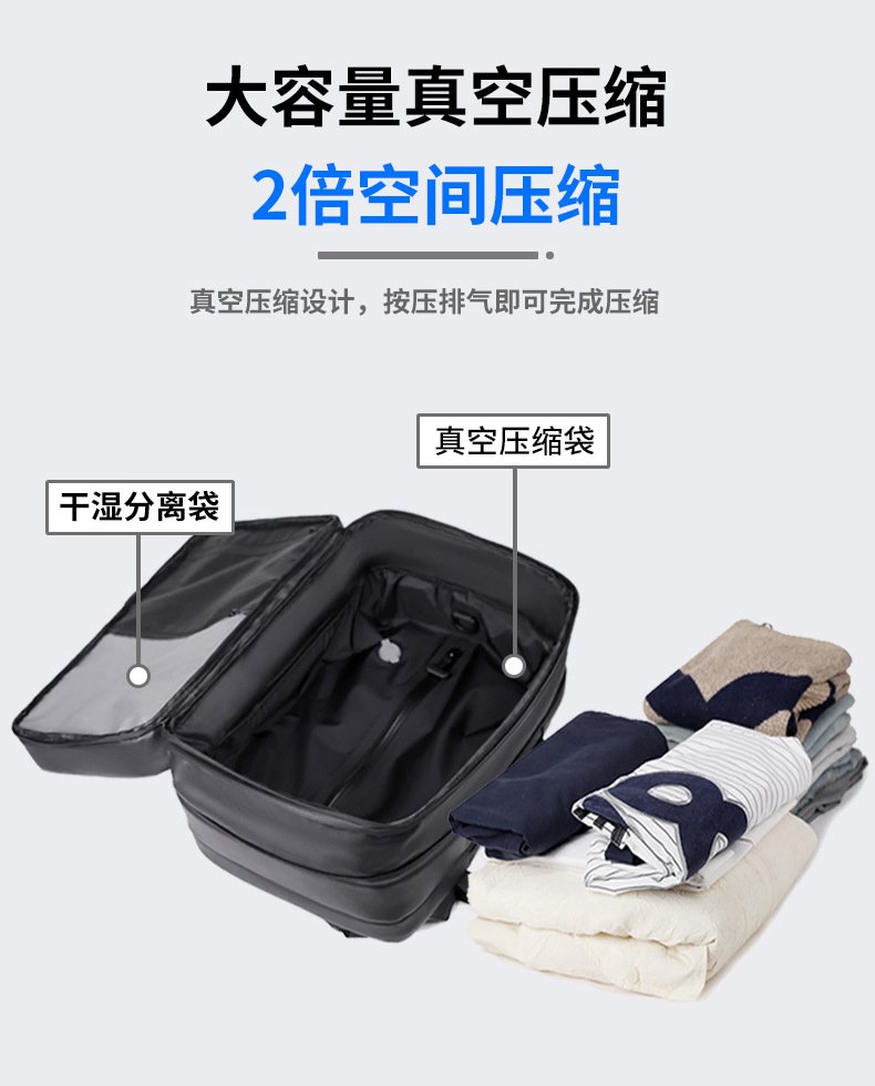 Mochila Multifuncional Expandível de Compressão a Vácuo de Super Grande Capacidade para Homens/Mulheres