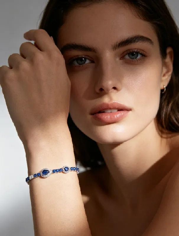 Joia de Pulseira de Prata com Diamante Cultivado em Laboratório