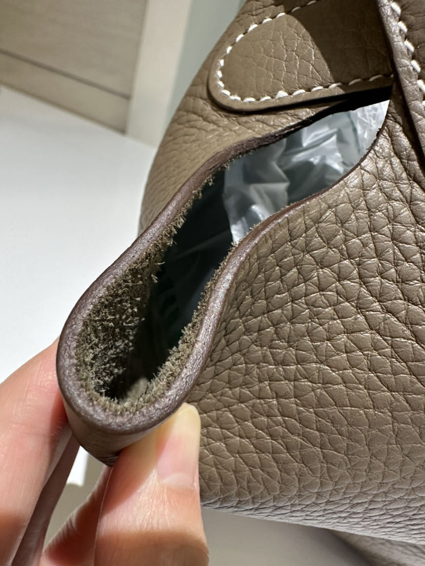 Bolsa de Designer de Luxo para Mulheres, Lata de Lápis com Fecho 18cm Bolsa Bucket de Couro Tc Cinza Elefante Etoupe