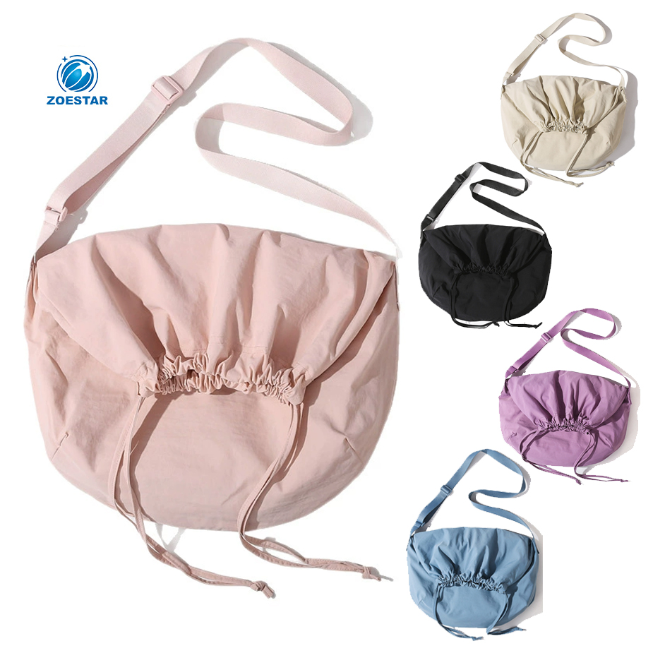 Bolsa de Ombro Casual de Nylon Impermeável Hobo Satchel com Cordão para Mulheres Viagem Escritório OEM/ODM