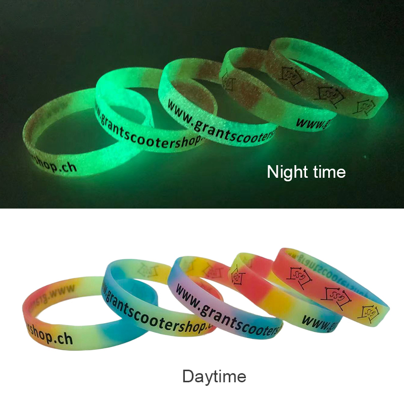 Pulseiras promocionais personalizadas em silicone de alta qualidade com relevo luminoso, presente para negócios