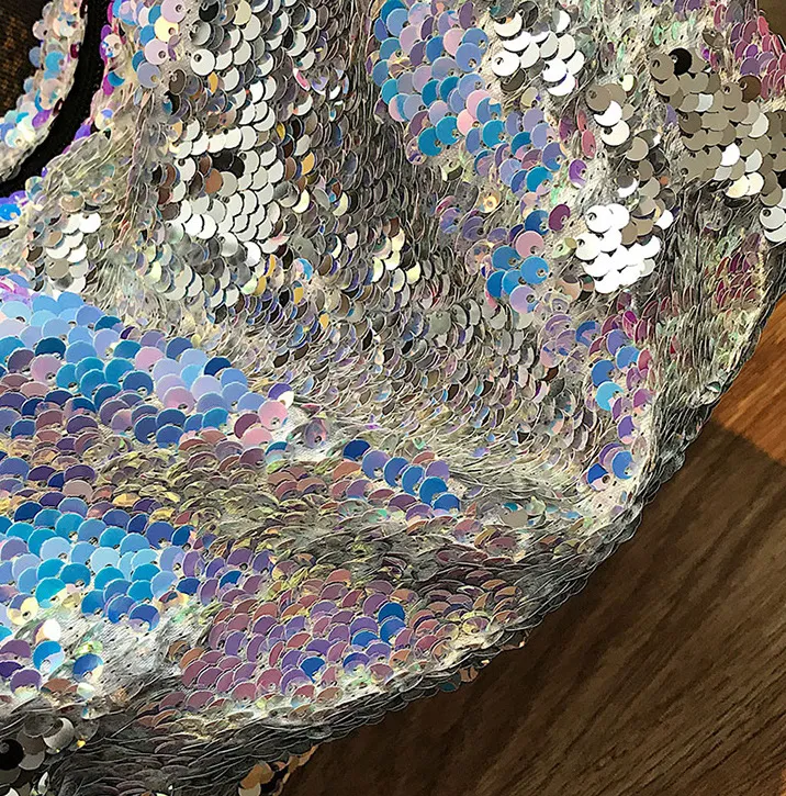 Bolsa de Ombro Hobo Jumbo Feminina de Lantejoulas Personalizada com Glitter e Paillette para Viagem de Moda
