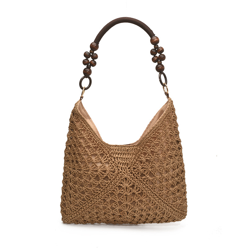 Bolsa de Palha Crochê Feita à Mão para Férias e Uso Diário