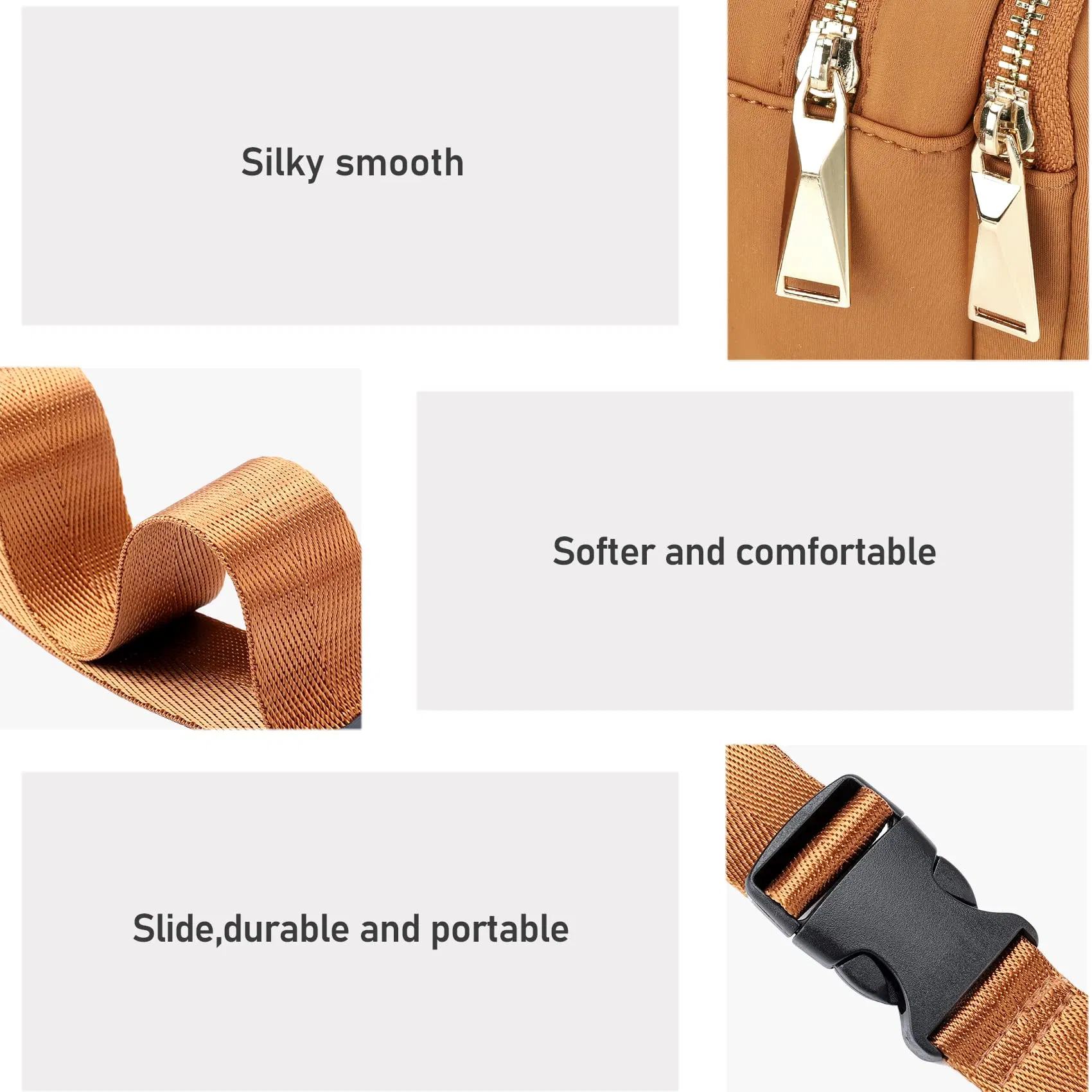 Bolsa de Cintura Feminina Bolsa de Cintura Masculina com 5 Bolsos com Zíper Cinto Ajustável