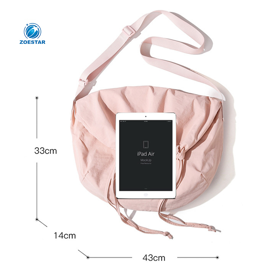 Bolsa de Ombro Casual de Nylon Impermeável Hobo Satchel com Cordão para Mulheres Viagem Escritório OEM/ODM