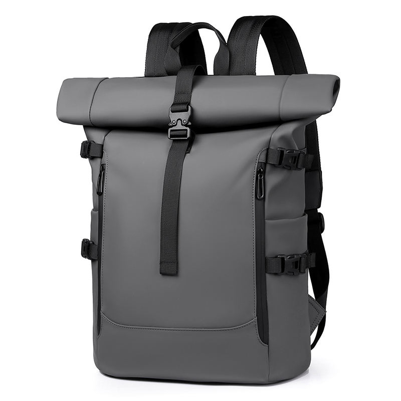 Mochila para laptop à prova d'água personalizada, moda, grande capacidade, mochila de viagem com fechamento em rolo