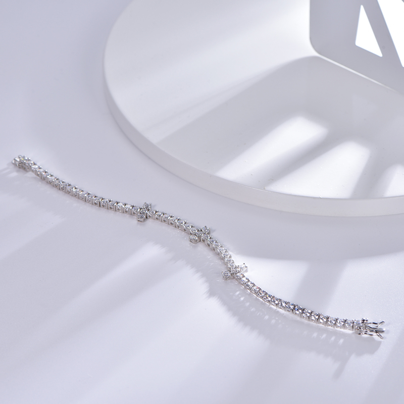 Bracelete de Tênis de Moissanite Dourado Exquisito com Diamantes Criados em Laboratório 18K