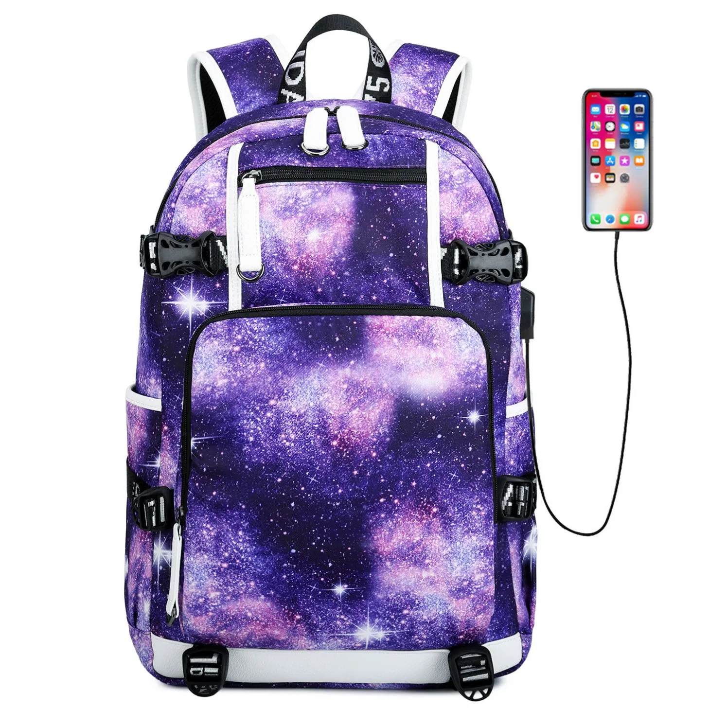 Mochila Estudantil Impressa Mochila de Computador à Prova d'Água Mochila de Viagem ao Ar Livre