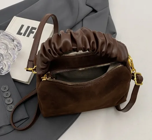 Bolsa de Veludo de Couro PU Feminina Nova Moda Bolsa de Ombro Única de Veludo Designer Bolsa de Luxo de Couro Moda Bolsa de Couro de Camurça PU Bolsa Feminina