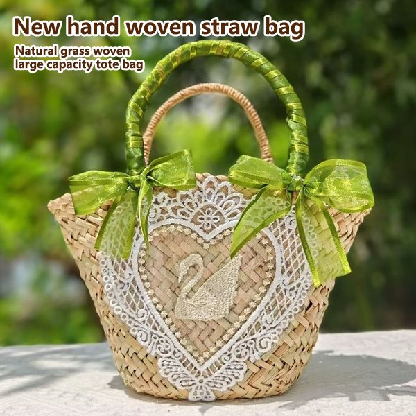 Bolsa de Palha de Algodão de Macramê Vintage para Mulheres, Uso Diário na Praia, Material Natural Ecológico com Decoração de Franjas