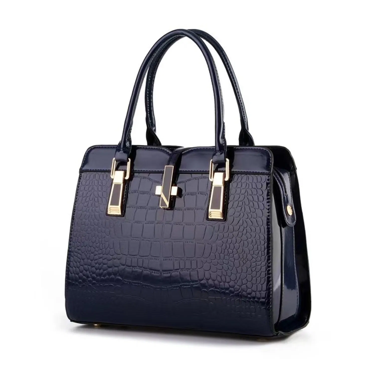 Bolsa de Ombro Grande em Couro Sintético para Mulheres com Padrão de Crocodilo, Capacidade Ampla para Escritório
