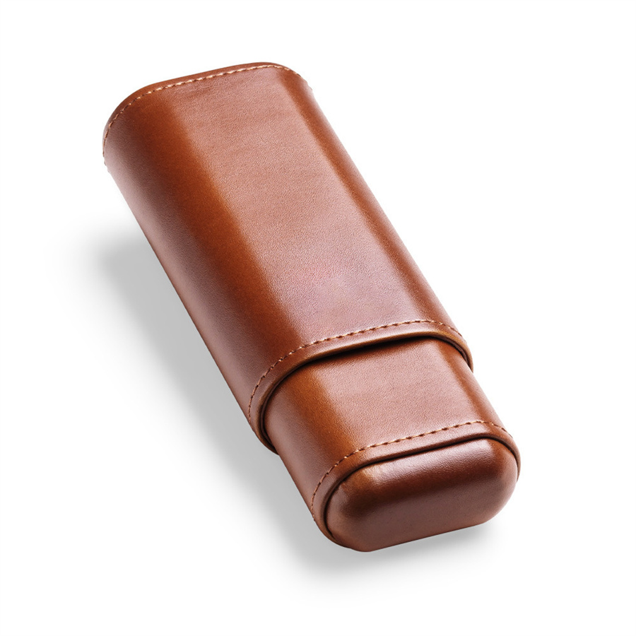 Porta-cigarros vintage de couro bovino para viagem, tubo de charuto de couro premium, estojo de armazenamento
