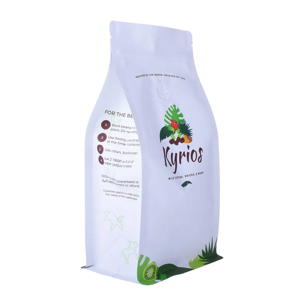 Bolsas de café compostáveis impressas em PLA personalizadas para embalagem de alimentos, sacos biodegradáveis