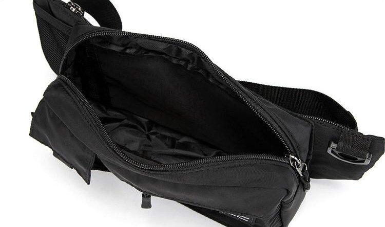 Mochila de cintura leve preta e cinza estilosa para homens