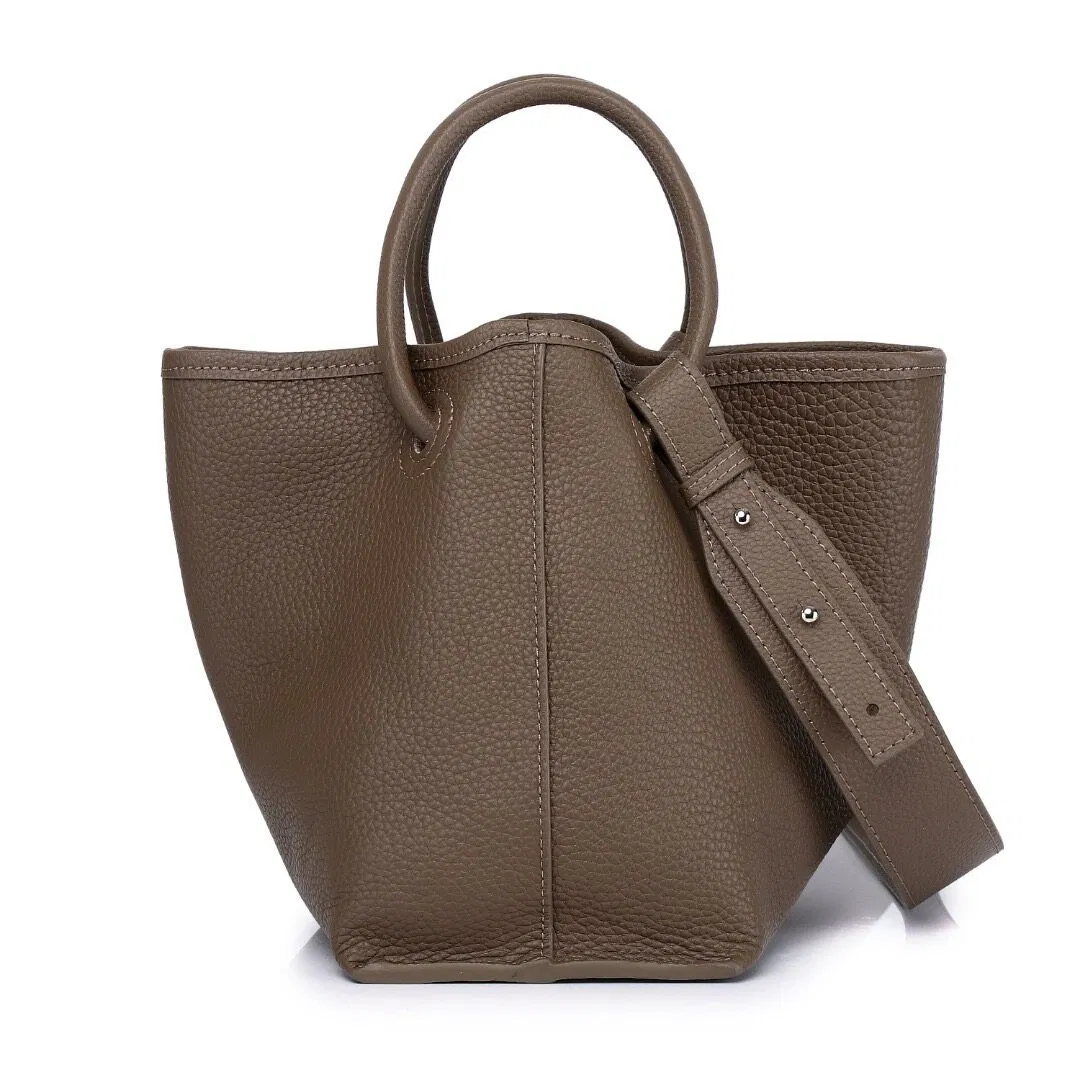 Emg7587 Bolsa de Balde de Luxo em Couro Genuíno para Mulheres Pandora Designer Geométrica à Moda, Preta, Elegante, Grande Capacidade, para Viagem, ao Ar Livre, Bolsa Transversal