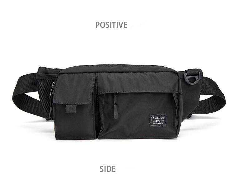 Mochila de cintura leve preta e cinza estilosa para homens