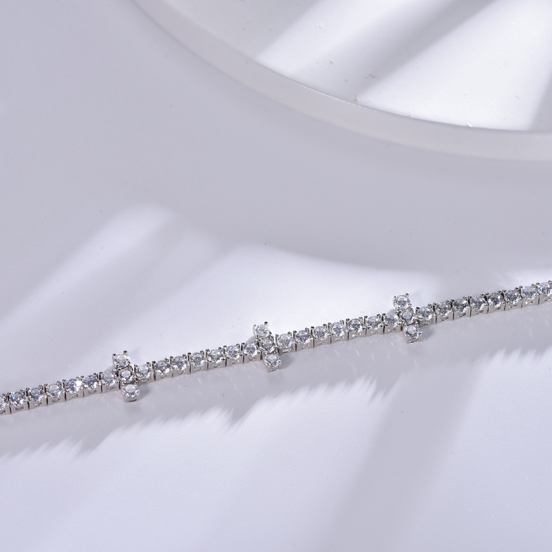 Bracelete de Tênis de Moissanite Dourado Exquisito com Diamantes Criados em Laboratório 18K