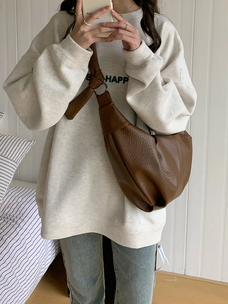Estilo Simples Bolsa Grande Capacidade Escola Meninas Adolescentes Moda Bolsa Tote Hobo Ombro Transversal