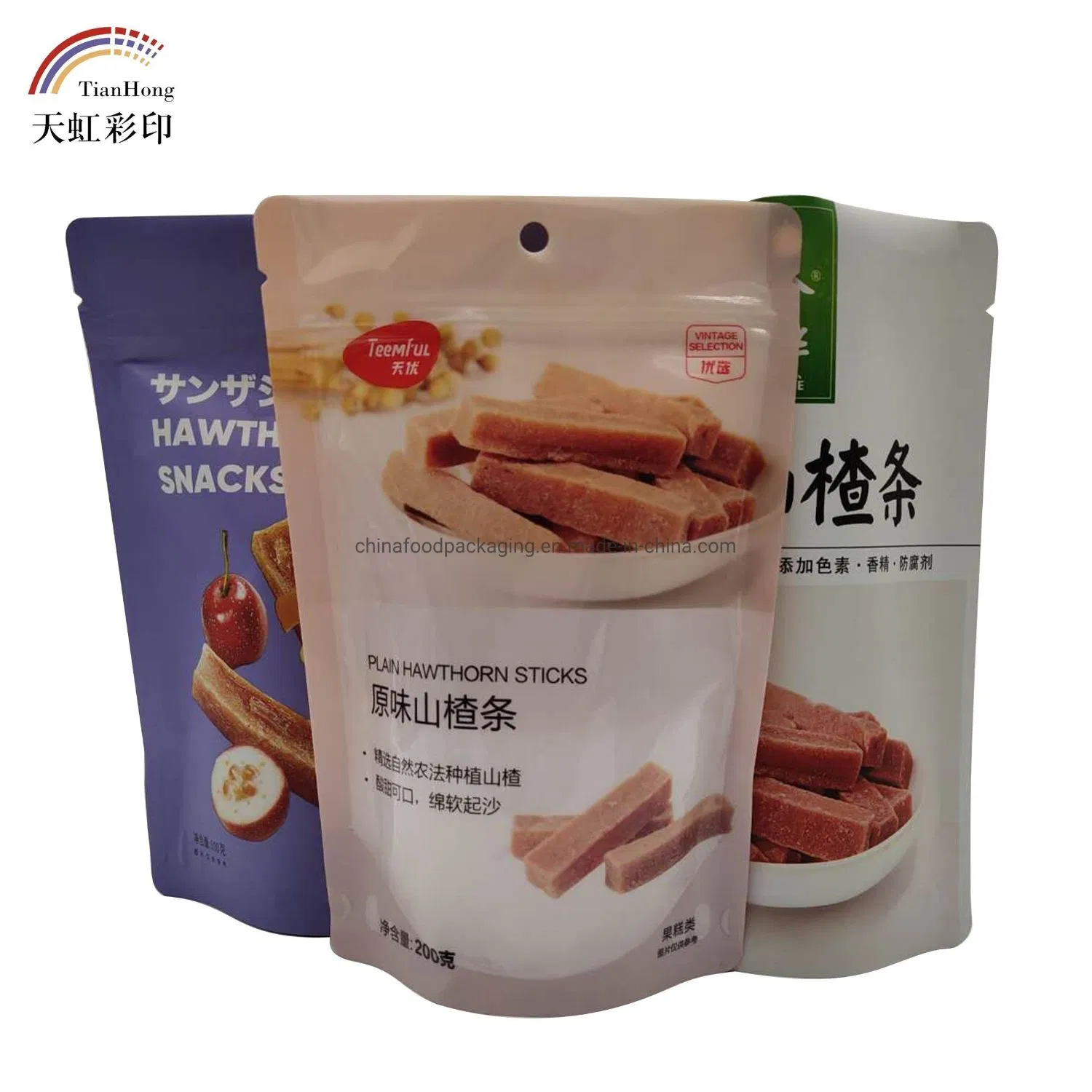 Saco de impressão plástica OEM/ODM para pouch de pé com ziplock para embalagem de café/nozes/lanches/carne/doces/pó com saco de embalagem reutilizável