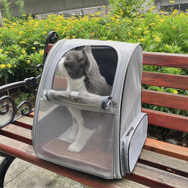 Mochila Transportadora de Gato Respirável Grande Capacidade Bolsa para Cães e Gatos Dobrável Transportadora de Peito para Animais de Estimação Portátil para Viagens ao Ar Livre