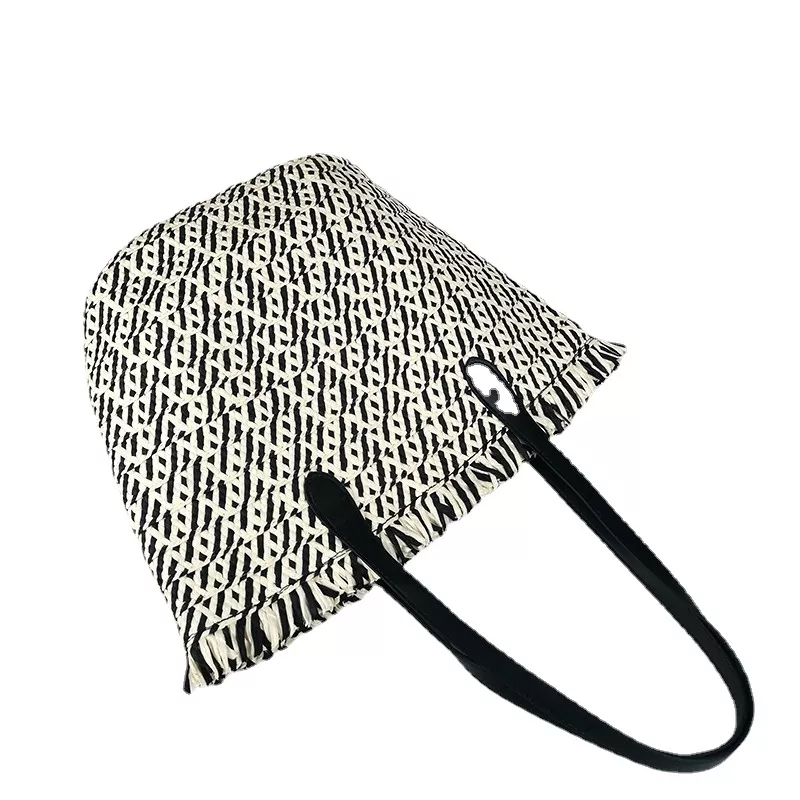 Bolsa de Palha Luxuosa Trançada de Papel Roupas Quadrada para Senhoras, Portátil, Grande Capacidade, Bolsa de Ráfia, Novo Estilo da Moda, Bolsa Tote para Mulheres, Bolsas Femininas