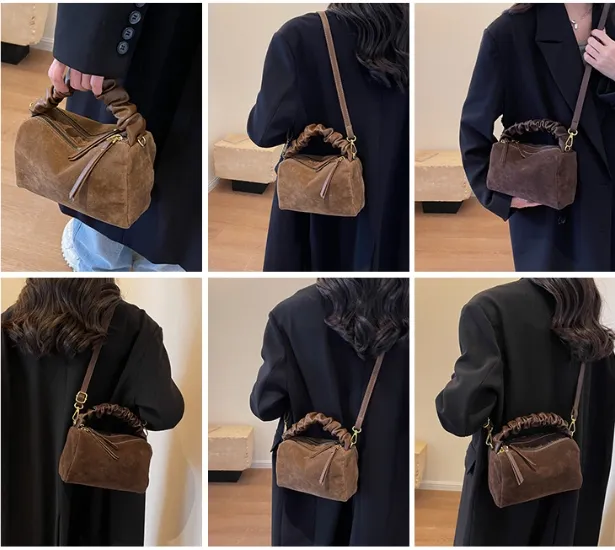 Bolsa de Veludo de Couro PU Feminina Nova Moda Bolsa de Ombro Única de Veludo Designer Bolsa de Luxo de Couro Moda Bolsa de Couro de Camurça PU Bolsa Feminina