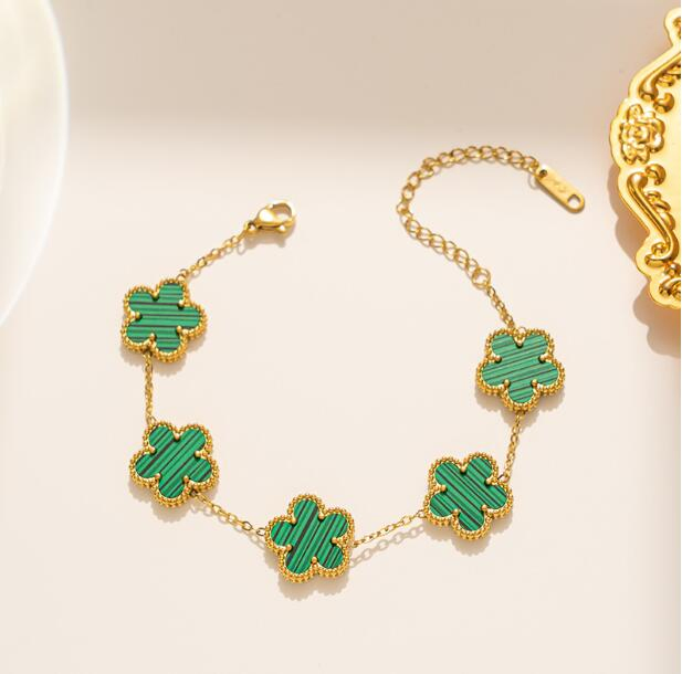 Pulseira de Flor em Aço Inoxidável Banho de Ouro, Pulseira de Flor de Duplo Lado para Damas de Honra, Joias para Mulheres