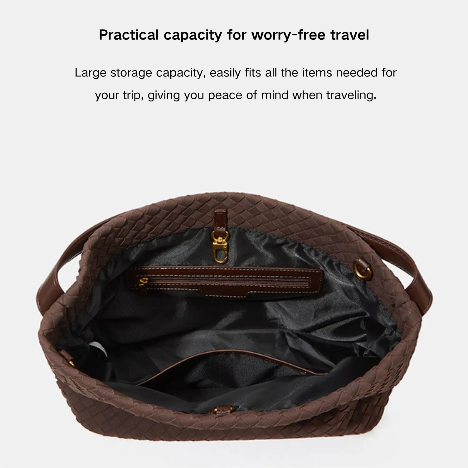 Bolsa Hobo de Couro PU Trançado à Mão