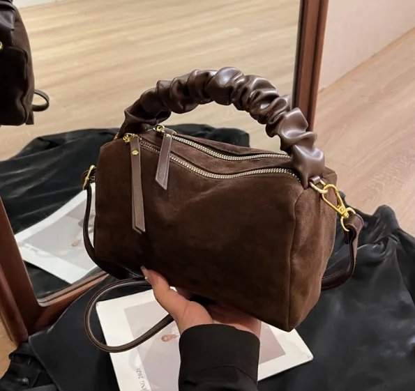 Bolsa de Veludo de Couro PU Feminina Nova Moda Bolsa de Ombro Única de Veludo Designer Bolsa de Luxo de Couro Moda Bolsa de Couro de Camurça PU Bolsa Feminina