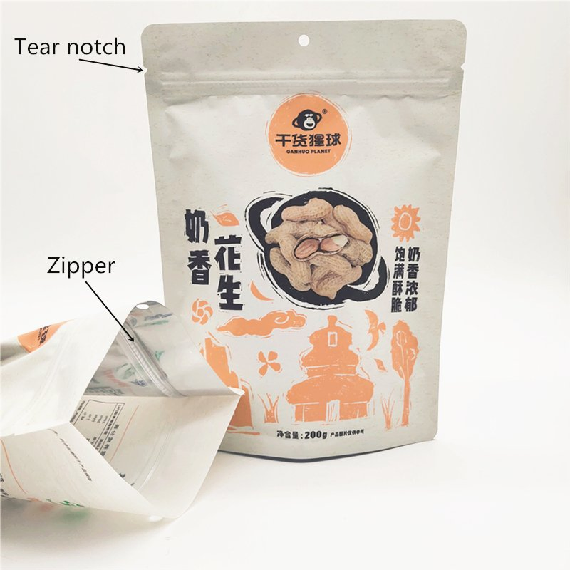 Saco Plástico com Zíper para Alimentos / Pouch para Grãos de Café / Biscoito / Açúcar / Amendoim / Doce / Pimenta / Sal com Embalagem Plástica / Pacote com Zíper à Prova de Umidade