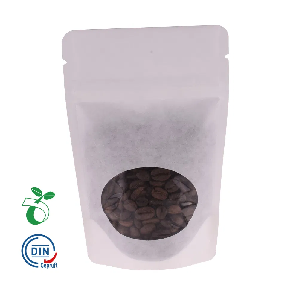 Saco de papel kraft biodegradável com fecho zip, reciclável, para embalagem de alimentos