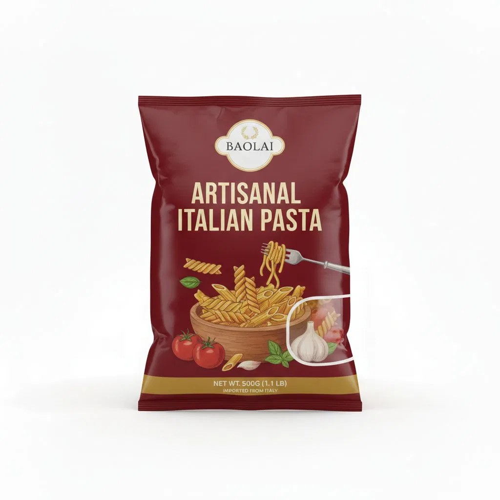 Saco de Selagem Lateral Transparente Personalizado para Embalagem de Espaguete e Biscoitos 500g de Plástico