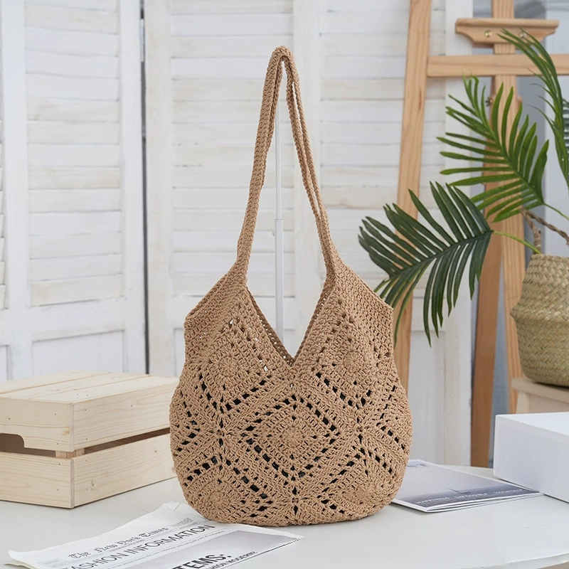 Bolsa de Praia Estilosa Grande Capacidade Bolsa de Palha para Passeios Elegantes