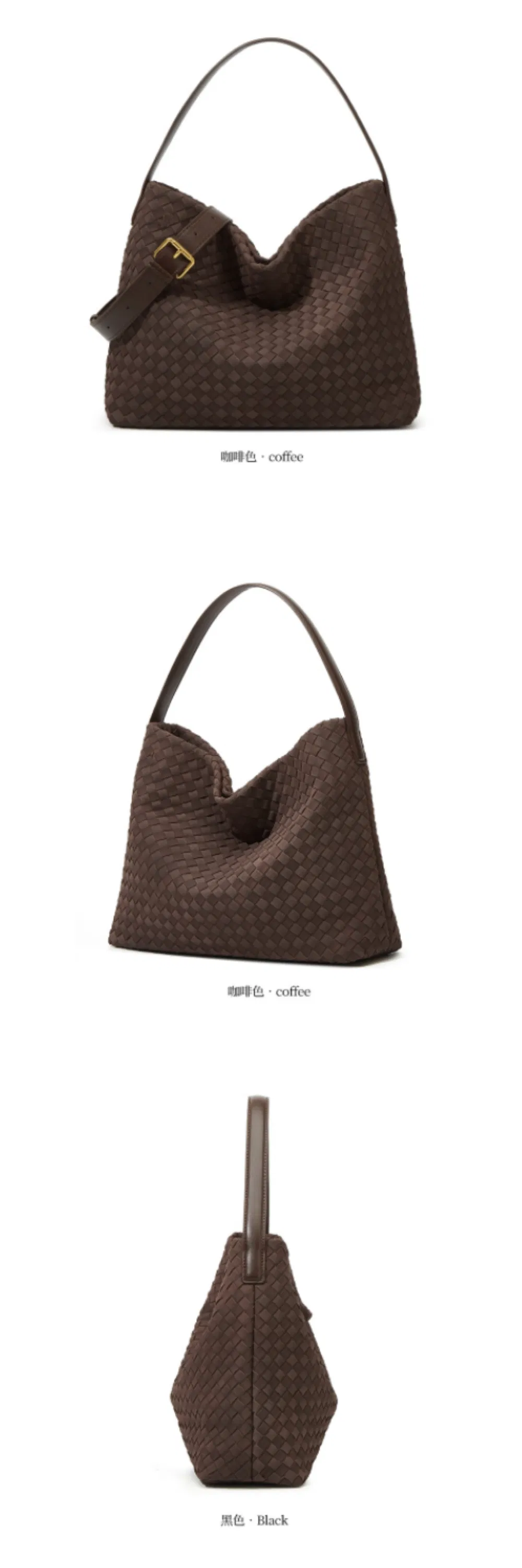 Bolsa Hobo de Couro PU Trançado à Mão