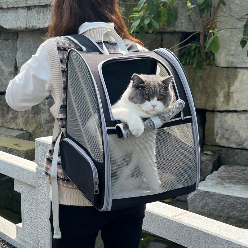 Mochila Transportadora de Gato Respirável Grande Capacidade Bolsa para Cães e Gatos Dobrável Transportadora de Peito para Animais de Estimação Portátil para Viagens ao Ar Livre