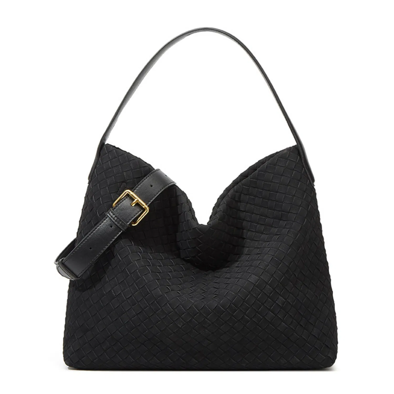 Bolsa Hobo de Couro PU Trançado à Mão com Alça Ajustável para Mulheres, Ideal para Compras Diárias e Viagens na Cidade