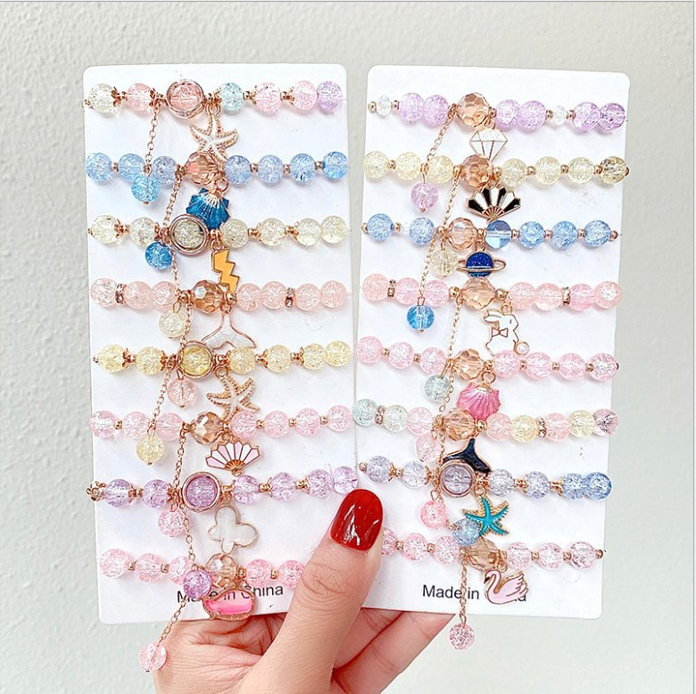 Promoção de Venda Quente Presente Joias de Imitação Acessórios de Moda Pulseira Infantil Princesa de Vidro Contas Pulseira Bonita para Meninas Bebê