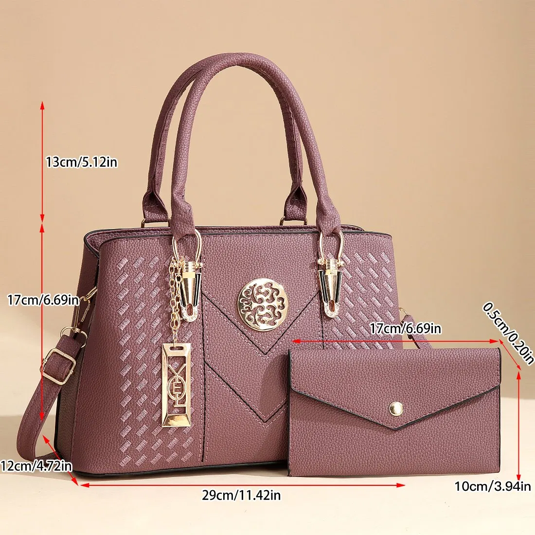 Bolsa Crossbody de PU para Mulheres Luxuosa 2-Piece Conjunto de Bolsa de Designer