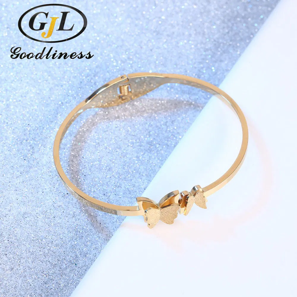 Pulseira de Borboleta em Aço Inoxidável para Mulheres