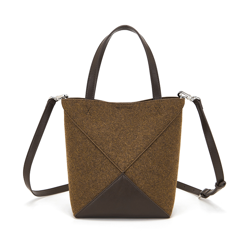 Bolsa de Couro Genuíno Niche Bucket Bolsa Feminina Moda Literária Bolsa de Ombro Hand Bill Bolsa Tote de Patchwork para Mulheres