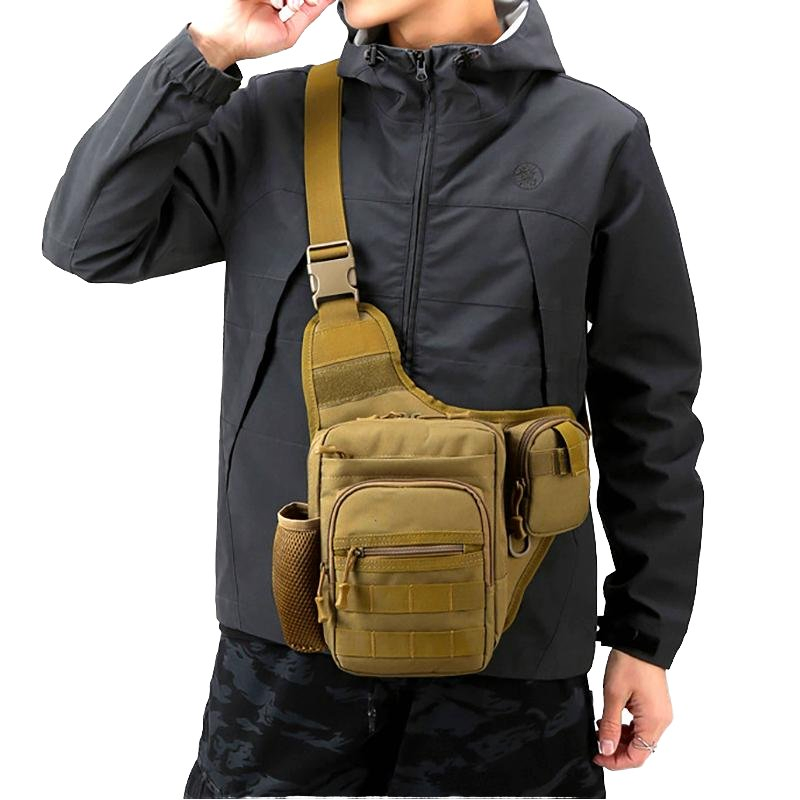 Bolsa Tática Impermeável Neutra para Exterior, Mochila Crossbody, Pequena Bolsa de Transporte Molle