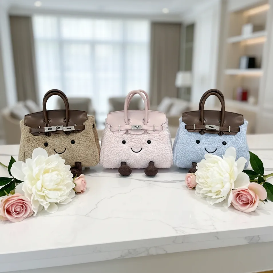 Bolsa de Ombro de Pelúcia Estilo Jellycat, Boneca Fofa de Pelúcia, Bolsa de Tecido Macio e Fashion