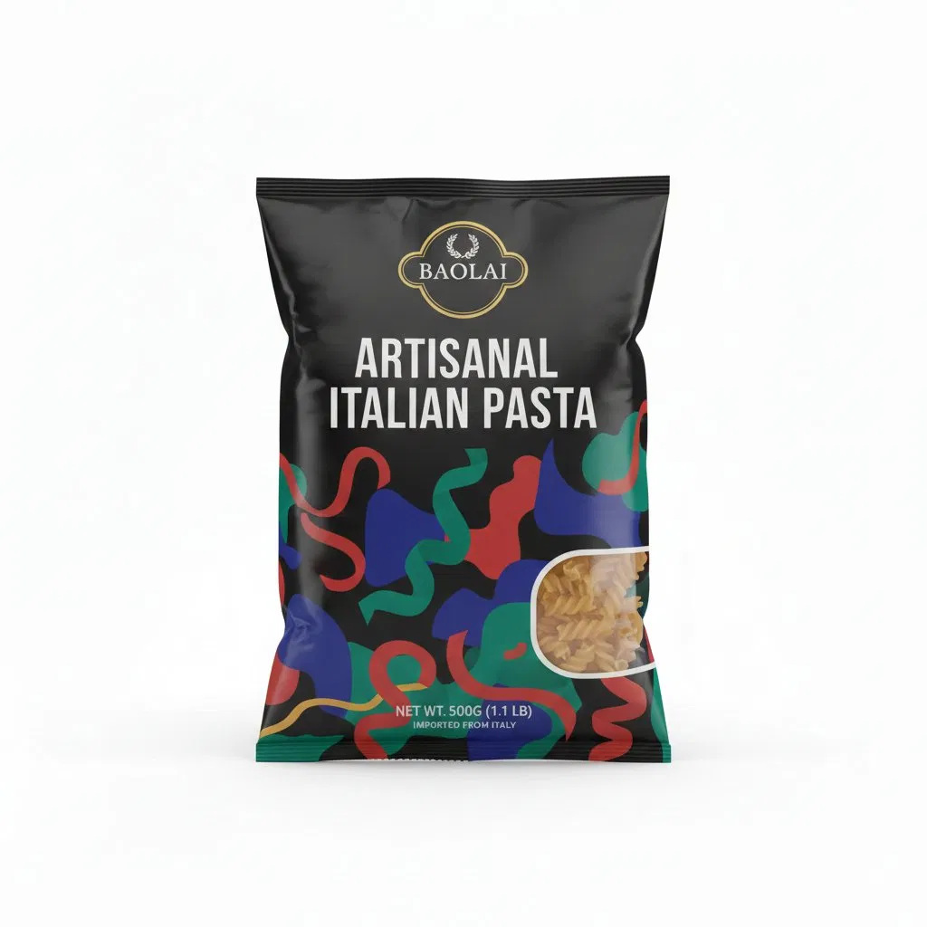 Saco de Selagem Lateral Transparente Personalizado para Embalagem de Espaguete e Biscoitos 500g de Plástico